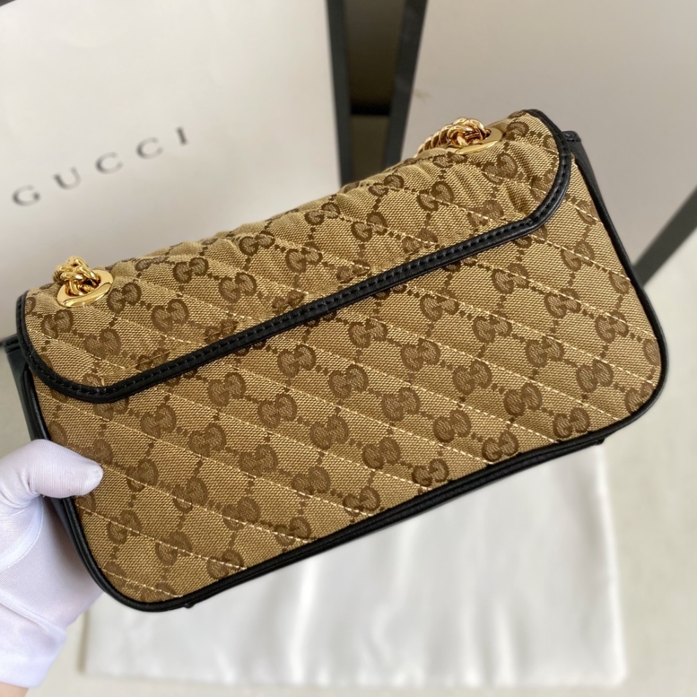 Gucci GG Marmont Small GG Supreme Canvas Shoulder Bag Beige 26cm 443497 HVKEG 9772 - Image 4