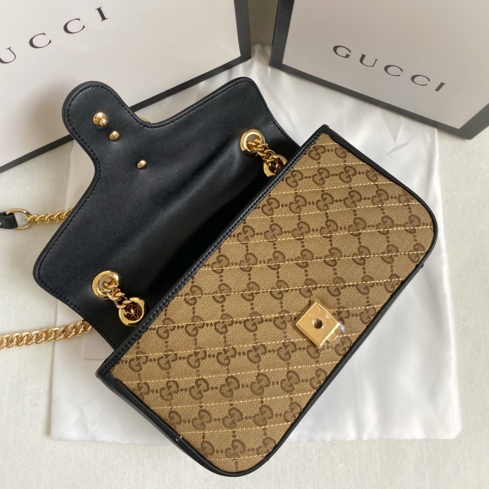Gucci GG Marmont Small GG Supreme Canvas Shoulder Bag Beige 26cm 443497 HVKEG 9772 - Image 5