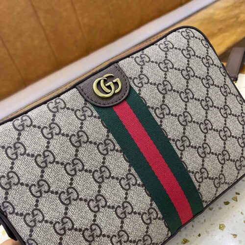 Alternative view of Gucci Ophidia Small GG Supreme Canvas Shoulder Bag Beige Ebony 23cm 699439 9C2ST 8920