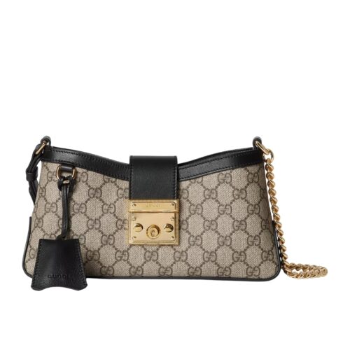 Gucci Padlock Small GG Supreme Canvas Shoulder Bag Beige Ebony 25cm 811705 KHNKG 9769