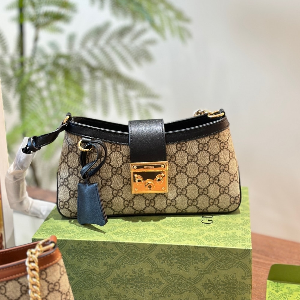 Gucci Padlock Small GG Supreme Canvas Shoulder Bag Beige Ebony 25cm 811705 KHNKG 9769 - Image 2
