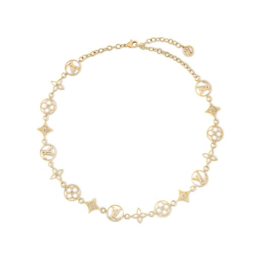 Louis Vuitton LV Lace Gold Tone Metal Necklace M01057