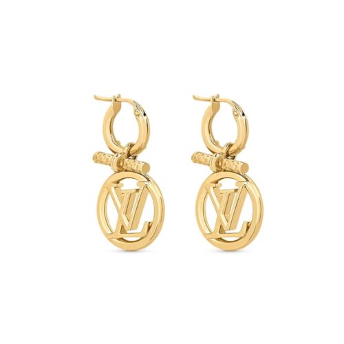 Louis Vuitton LV Baby Louise Gold Tone Earrings M00613