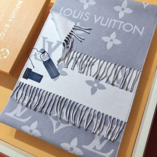 Alternative view of Louis Vuitton LV Essential Monogram Wool Scarf Light Grey 186Cm M77727