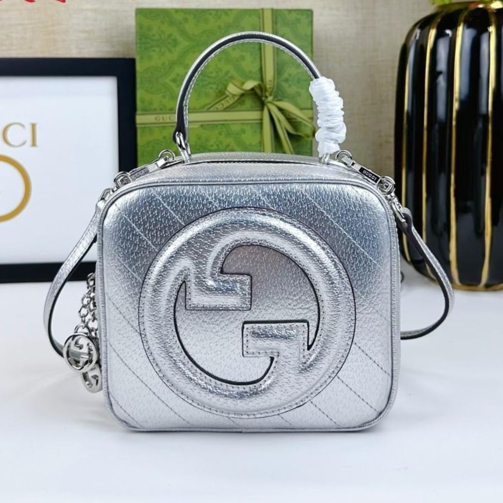 Gucci Blondie Small Metallic Leather Top Handle Bag Silver 17cm 744434 AACBO 8106 - Image 2