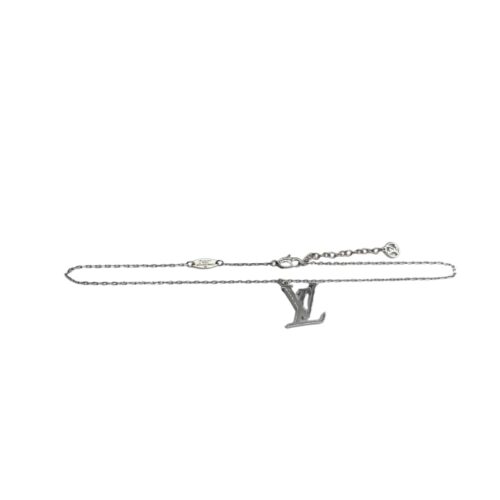 Louis Vuitton LV Logo Silver Tone Necklace