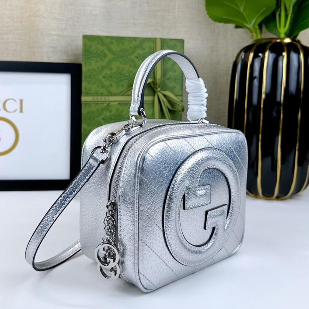 Gucci Blondie Small Metallic Leather Top Handle Bag Silver 17cm 744434 AACBO 8106 - Image 3
