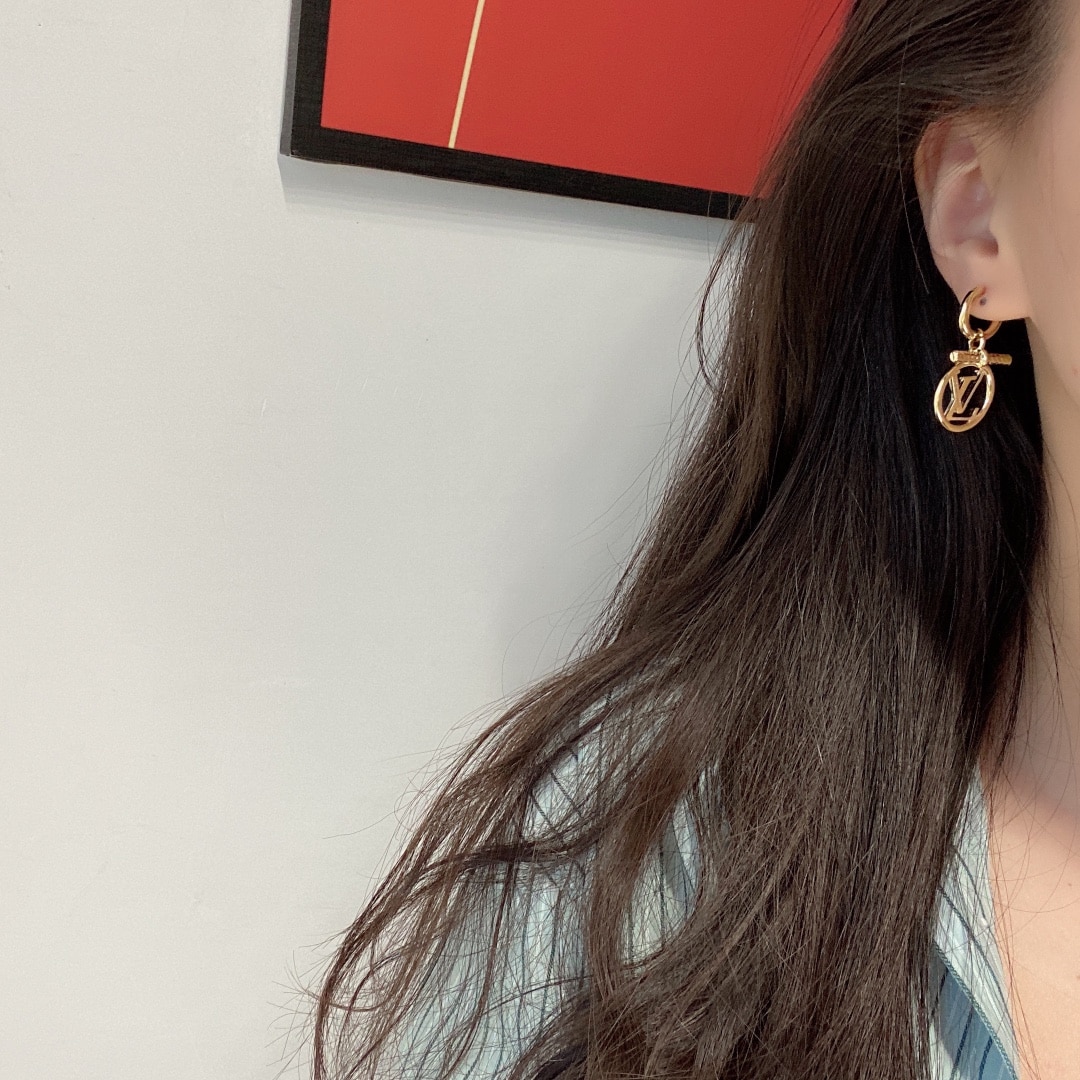 Louis Vuitton LV Baby Louise Gold Tone Earrings M00613 - Image 7