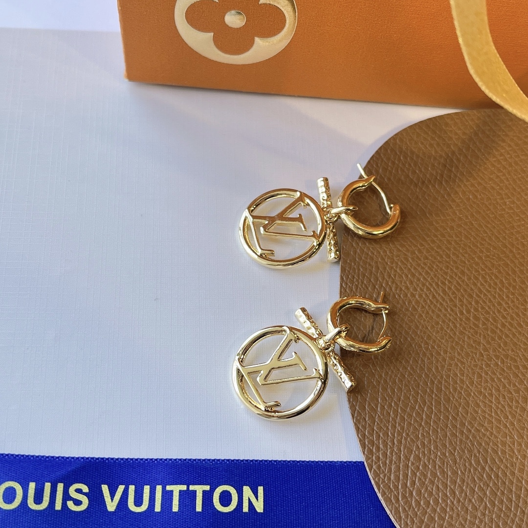 Louis Vuitton LV Baby Louise Gold Tone Earrings M00613 - Image 6