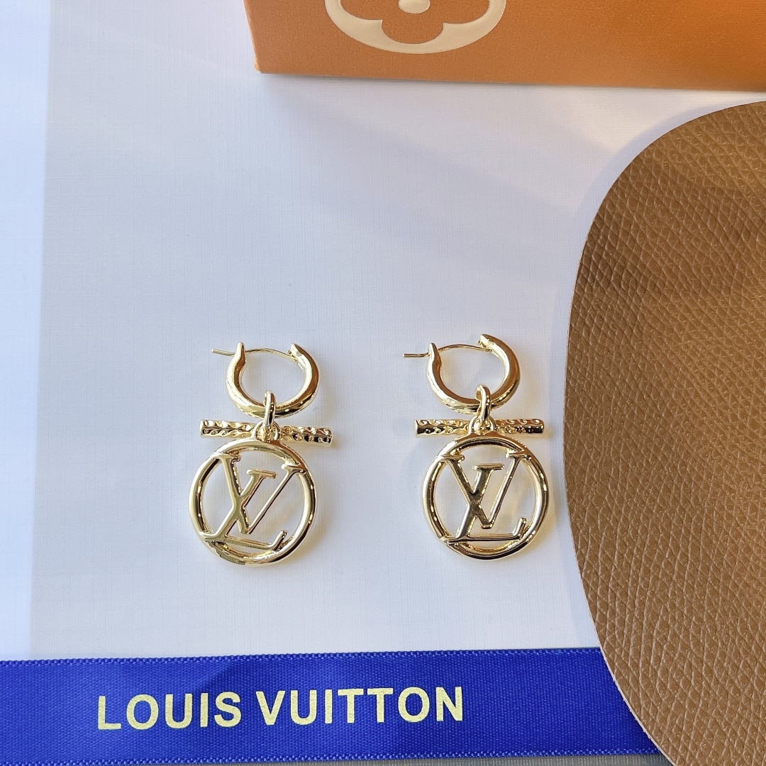 Louis Vuitton LV Baby Louise Gold Tone Earrings M00613 - Image 5