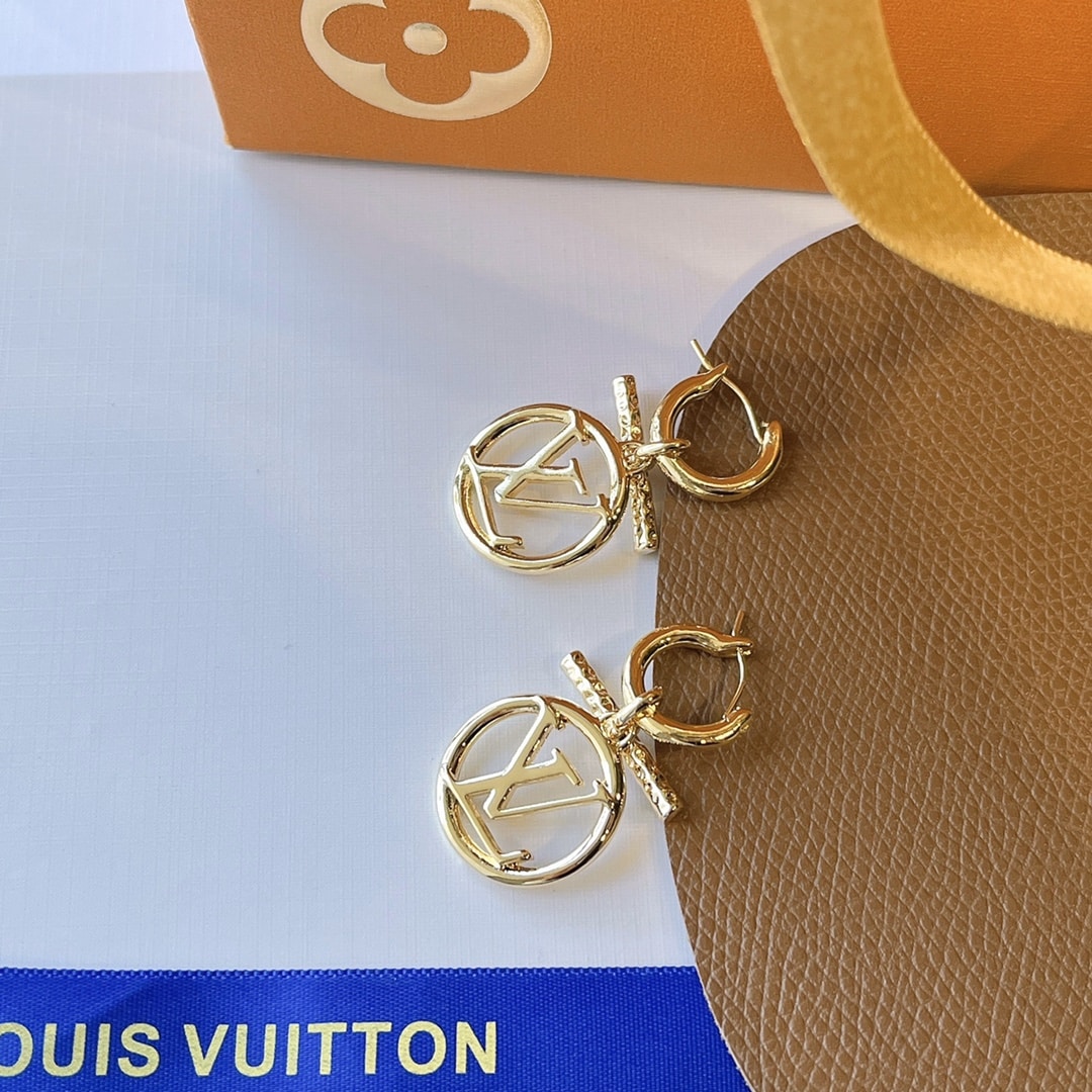 Louis Vuitton LV Baby Louise Gold Tone Earrings M00613 - Image 4