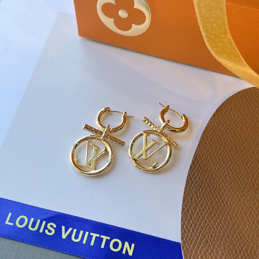 Louis Vuitton LV Baby Louise Gold Tone Earrings M00613 - Image 3