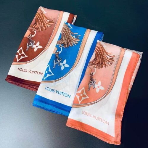 Alternative view of Louis Vuitton Straps Silk Square Scarf Orange 70cm