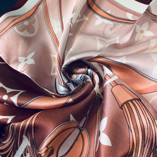 Alternative view of Louis Vuitton Straps Silk Square Scarf Brown 70cm