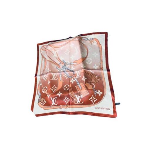 Louis Vuitton Straps Silk Square Scarf Brown 70cm