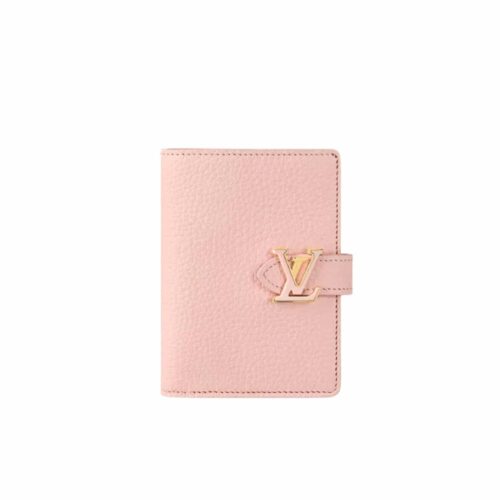 Louis Vuitton LV Vertical Compact Taurillon Leather Wallet Light Pink 12cm