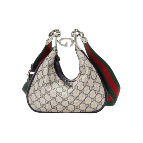 Gucci GG Attache Small GG Supreme Canvas Shoulder Bag Beige Blue 23Cm 699409 96GRN 4082