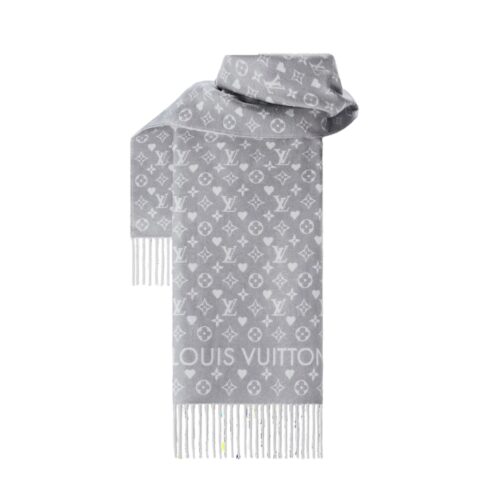 Louis Vuitton Echarpe Game On Monogram Cashmere Scarf Grey 180Cm M77641