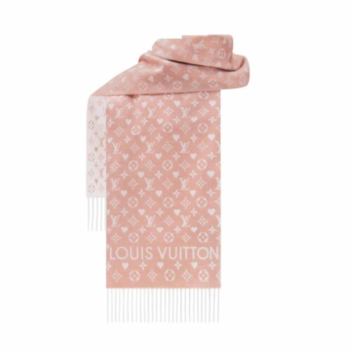 Louis Vuitton Echarpe Game On Monogram Cashmere Scarf Pink 180Cm 