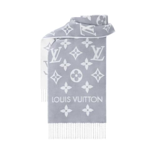 Louis Vuitton LV Essential Monogram Wool Scarf Light Grey 186Cm M77727
