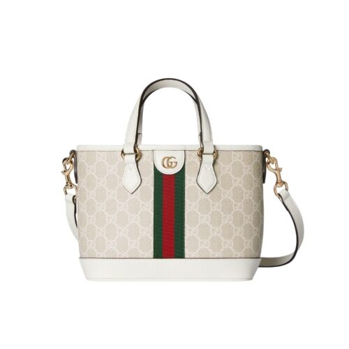 Gucci Ophidia Small GG Monogram Tote Bag Beige And White 22Cm 836848 FAE0J 9643