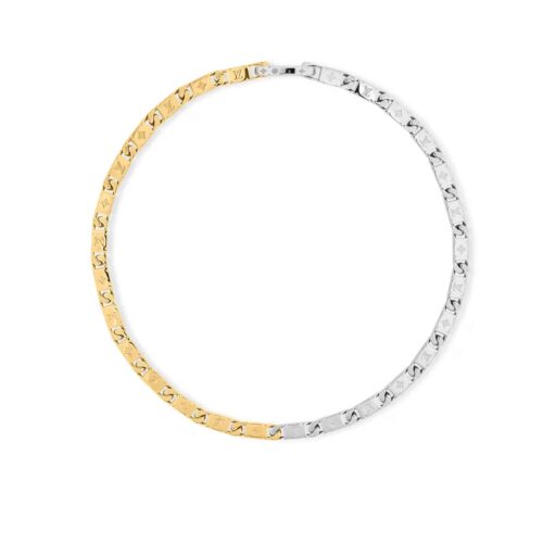 Louis Vuitton Monogram Tied Up Stainless Steel Necklace Gold And Silver M02229
