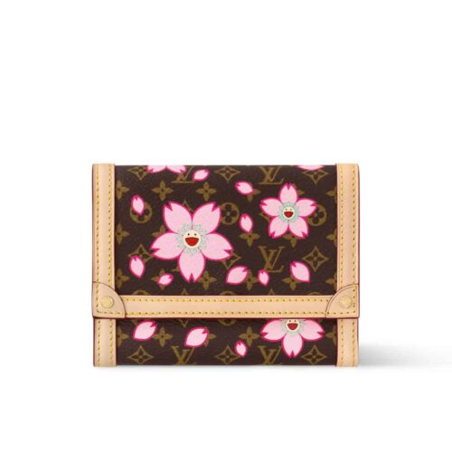 Louis Vuitton x Takashi Murakami Victorine Monogram Sakura Wallet Brown 12cm M13427