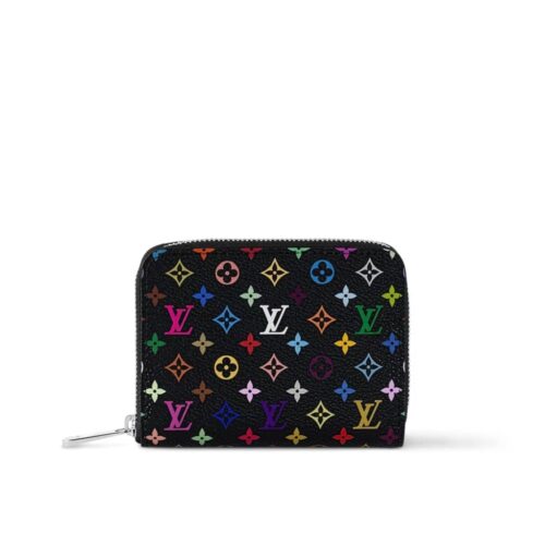 Louis Vuitton x Murakami Zippy Coin Purse Monogram Canvas Wallet Black Multicolored 11cm M13409