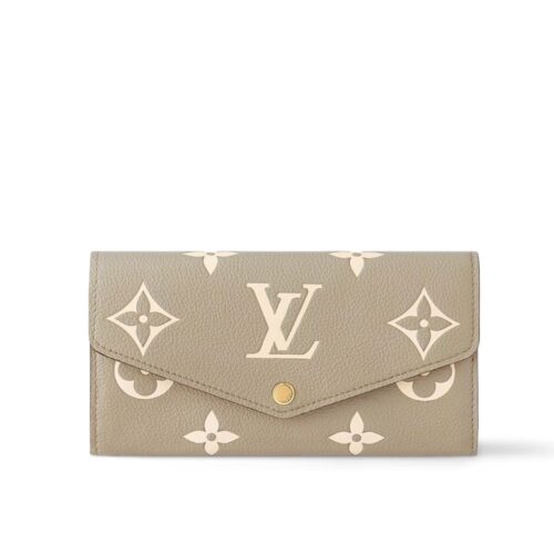 Louis Vuitton Sarah Bicolor Monogram Empreinte Wallet Tourterelle Creme 19cm M81049