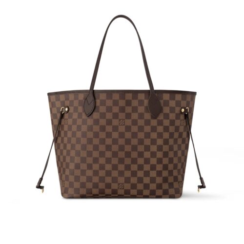 Louis Vuitton Neverfull MM Damier Ebene Tote Bag Brown Cerise Red 31cm N40599