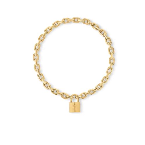 Louis Vuitton LV Edge Cadenas Gold Tone Necklace MP2993