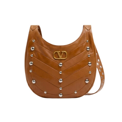 Valentino Garavani Hoboho Small Nappa Leather Hobo Bag Brown 28cm