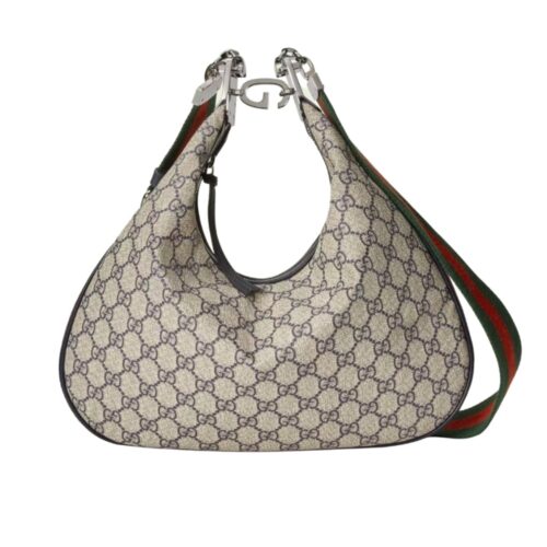 Gucci GG Attache Medium GG Supreme Canvas Shoulder Bag Beige Blue 35Cm 702823 96GRN 4082