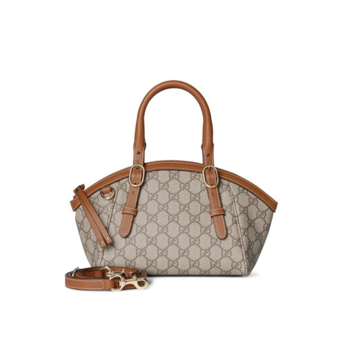 Gucci Emblem Mini GG Monogram Handbag Beige And Brown 21Cm 839005FAD6L9758