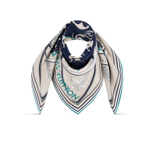 Louis Vuitton Ultimate Monogram Printed Silk Square Scarf Blue 90cm M77776