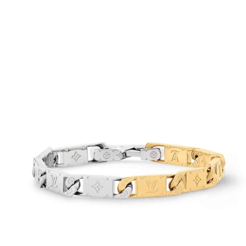 Louis Vuitton Monogram Tied Up Metal Bracelet Gold And Silver M1306L
