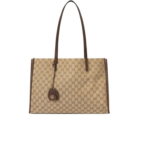 Gucci Londra Large GG Canvas Tote Bag Sand And Dark Brown 40Cm 875056 FAF8N 9651