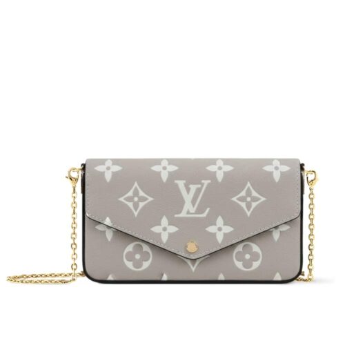 Louis Vuitton Félicie Pochette Monogram Empreinte Leather Crossbody Bags Grey 21cm M82610