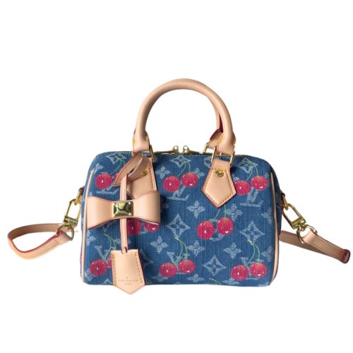 Louis Vuitton X TM Speedy Bandoulière 20 Monogram Canvas Handle Bag Denim Blue 20Cm