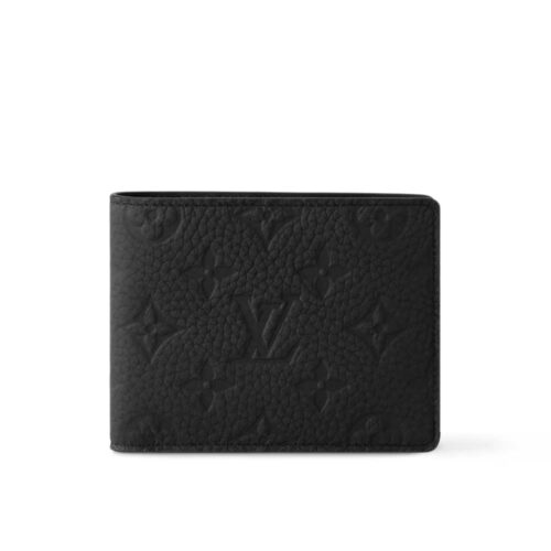 Louis Vuitton Multiple Embossed Monogram Leather Wallet Black 11cm M82072