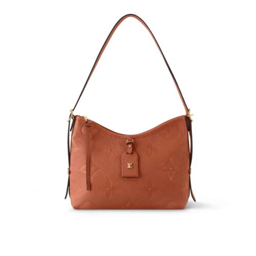 Louis Vuitton Carryall PM Monogram Empreinte Shoulder Bag Cognac Brown 30Cm M11790