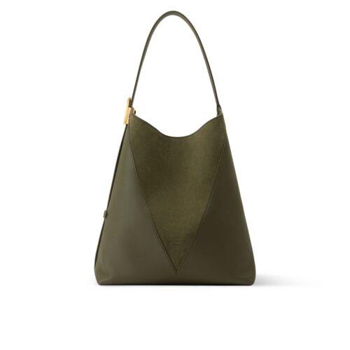Louis Vuitton Low Key Hobo MM Grained And Suede Hobo Bag Dark Fango 31cm M29144