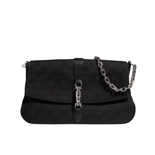 Gucci Jackie Aperitivo Medium GG Canvas Shoulder Bag Black 26Cm 866720 FAFV4 1000