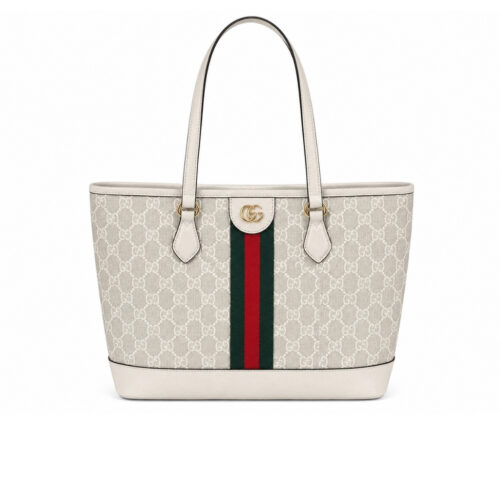 Gucci Ophidia Medium GG Monogram Tote Bag Beige And White 31Cm 836849 FAE0J 9643