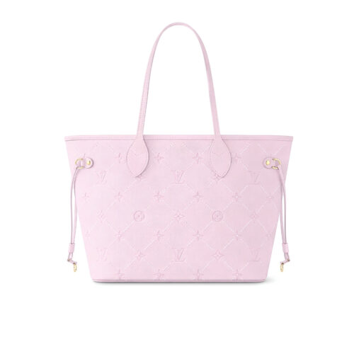 Louis Vuitton Neverfull MM Monogram Empreinte Couture Tote Bag Light Pink 31cm M28527