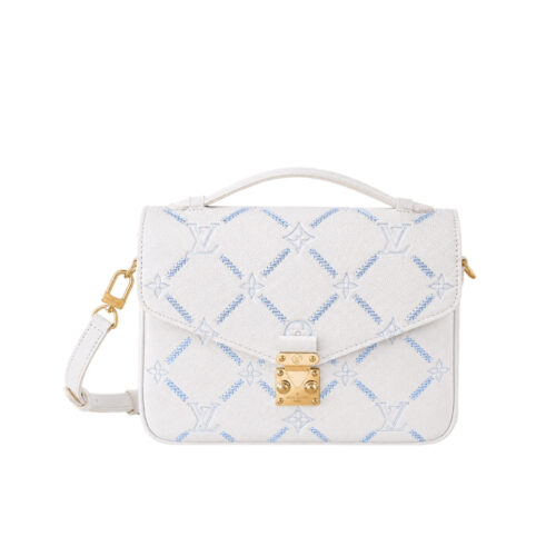 Louis Vuitton Pochette Métis MM Monogram Empreint Couturee Shoulder Bag Ivory 24cm
