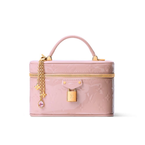 Louis Vuitton Vanity Chain Pouch Monogram Empreint Handbag Light Pink 19cm