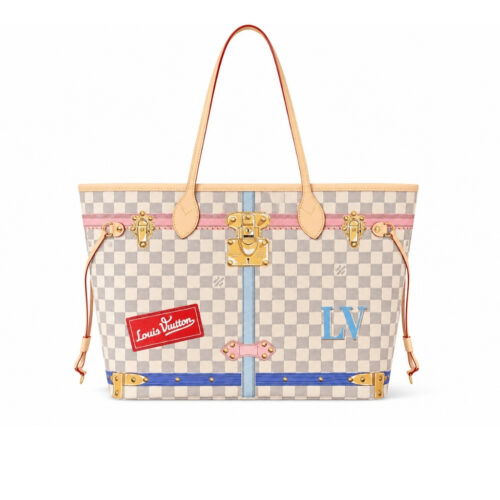 Louis Vuitton Summer Trunks Neverfull MM Damier Azur Tote Bag Multicolor 32cm