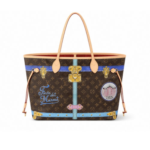 Louis Vuitton Summer Trunks Neverfull MM Monogram Canvas Tote Bag Multicolor 32cm
