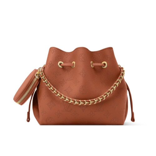 Louis Vuitton Bella Small Mahina Leather Bucket Bag Cognac 22cm M27378